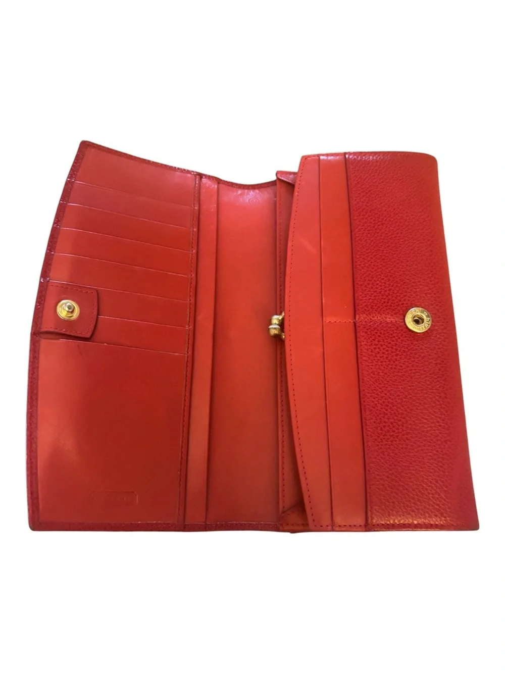Coach vintage Red Pebbled Leather Long Wallet 4 X 7.5”